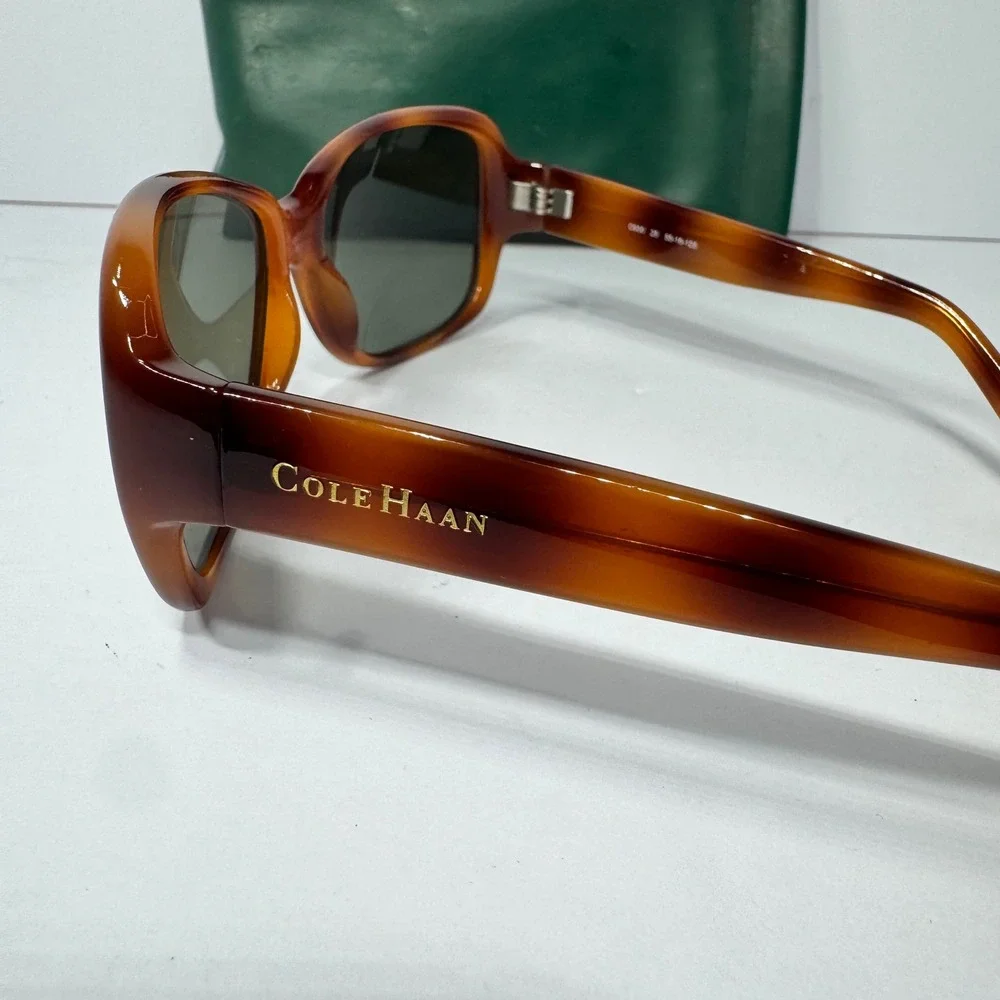 Vintage Cole Haan Y2K Tortoiseshell Square Sunglasses Brown‎ Women's w/ Case EUC